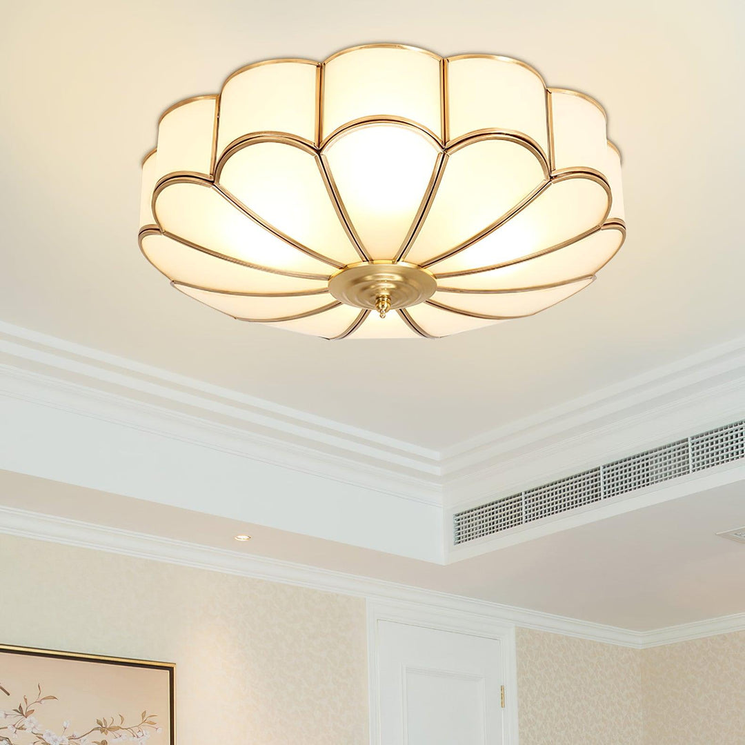 Koperen Plafondlamp van Messing & Glas
