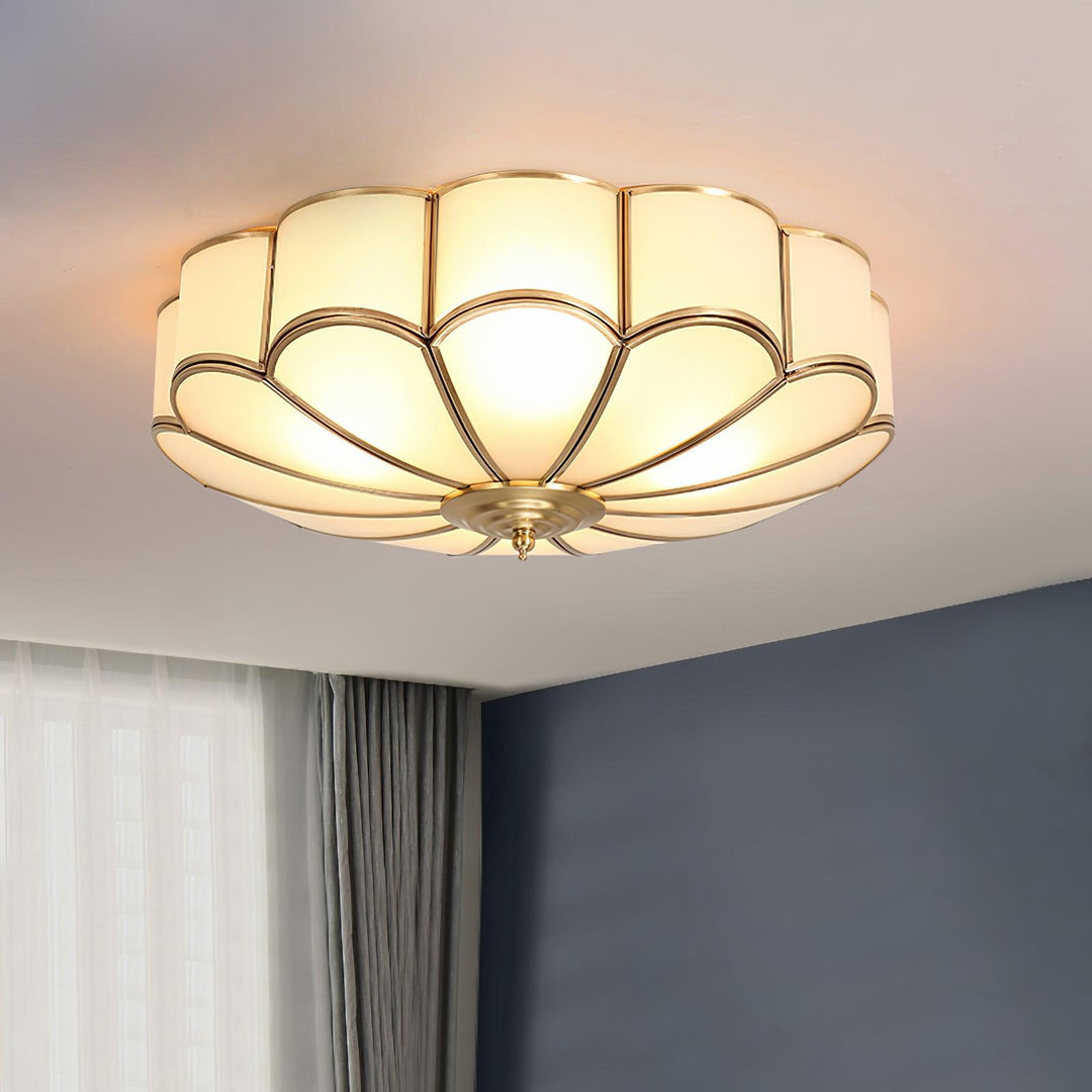 Koperen Plafondlamp van Messing & Glas