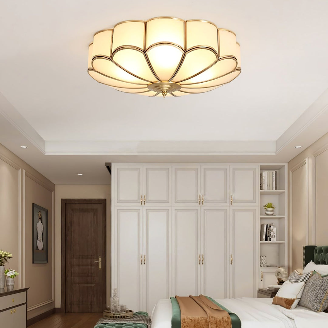 Koperen Plafondlamp van Messing & Glas