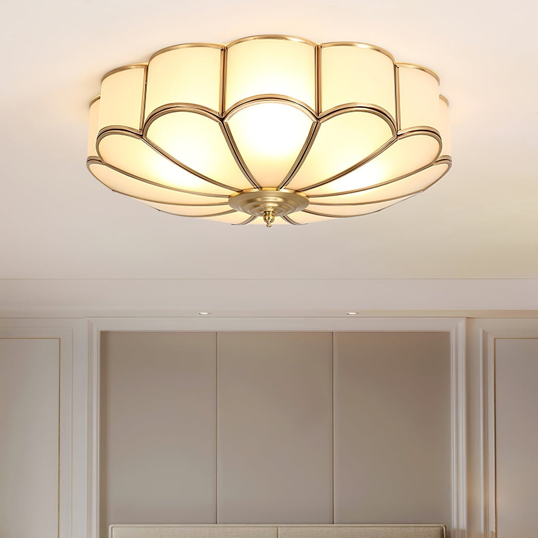 Koperen Plafondlamp van Messing & Glas