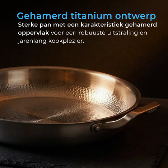 Gehamerde Titanium Sauteerpan met Twee Grepen