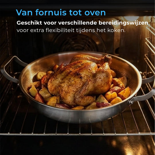Gehamerde Titanium Sauteerpan met Twee Grepen