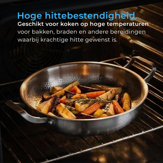 Gehamerde Titanium Sauteerpan met Twee Grepen