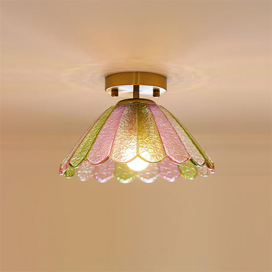 Glasplafondlamp in Bloemvorm – Vintage & Elegant