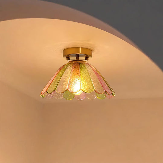Glasplafondlamp in Bloemvorm – Vintage & Elegant