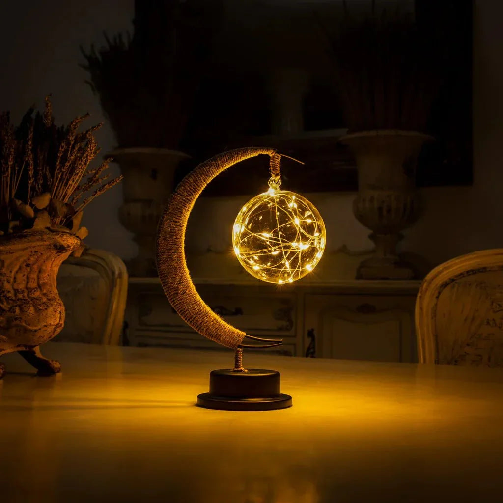 Sfeervolle LED Tafellamp van Glas met Warm Licht in Maandesign