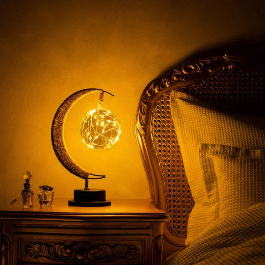 Sfeervolle LED Tafellamp van Glas met Warm Licht in Maandesign
