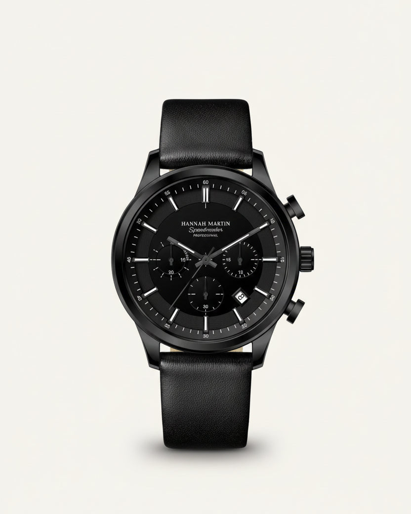 Luxemiro Zwart Leren Horloge voor Heren