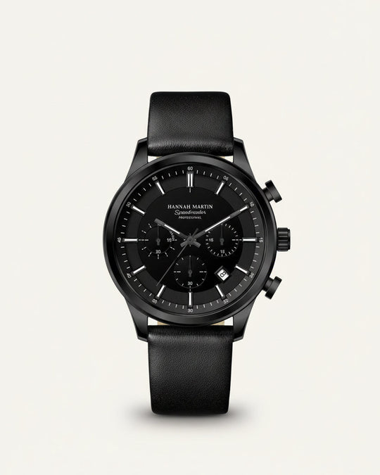 Luxemiro Zwart Leren Horloge voor Heren