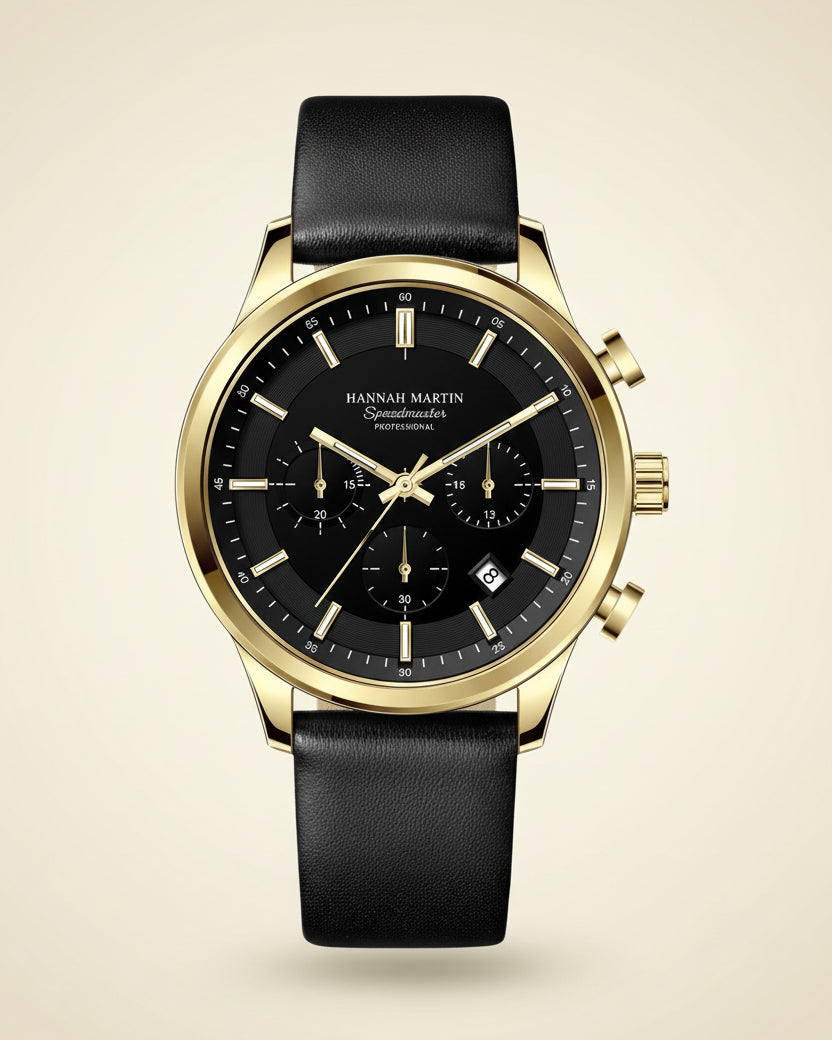 Luxemiro Zwart Leren Horloge voor Heren