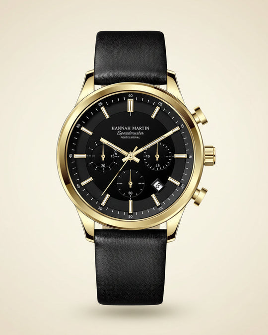 Luxemiro Zwart Leren Horloge voor Heren
