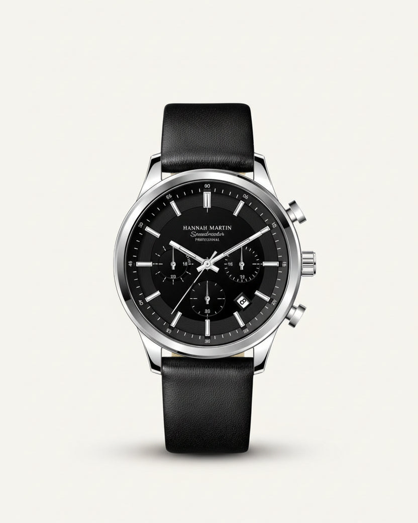 Luxemiro Zwart Leren Horloge voor Heren