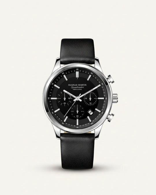 Luxemiro Zwart Leren Horloge voor Heren