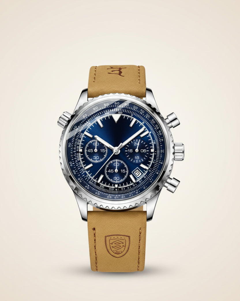 Bellatour Heren Chronograaf Horloge met Leren Band