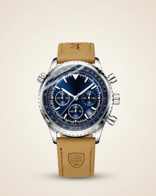 Bellatour Heren Chronograaf Horloge met Leren Band