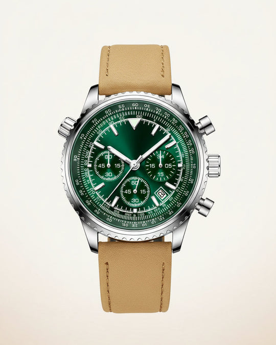 Bellatour Heren Chronograaf Horloge met Leren Band