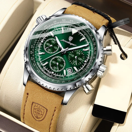 Bellatour Heren Chronograaf Horloge met Leren Band