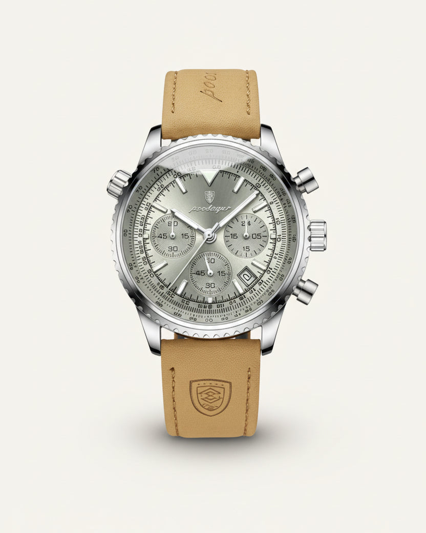 Bellatour Heren Chronograaf Horloge met Leren Band