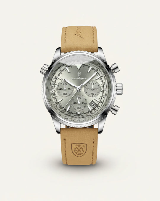 Bellatour Heren Chronograaf Horloge met Leren Band