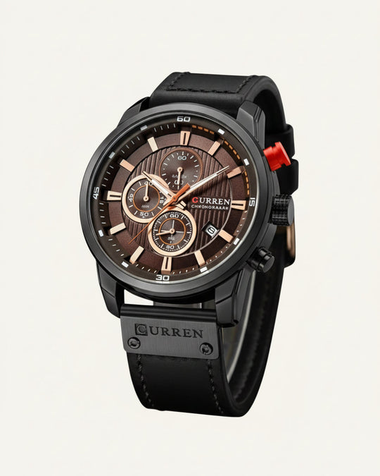 Premium Leren Chronograaf Horloge voor Heren - Dominus