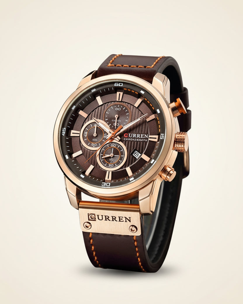 Premium Leren Chronograaf Horloge voor Heren - Dominus