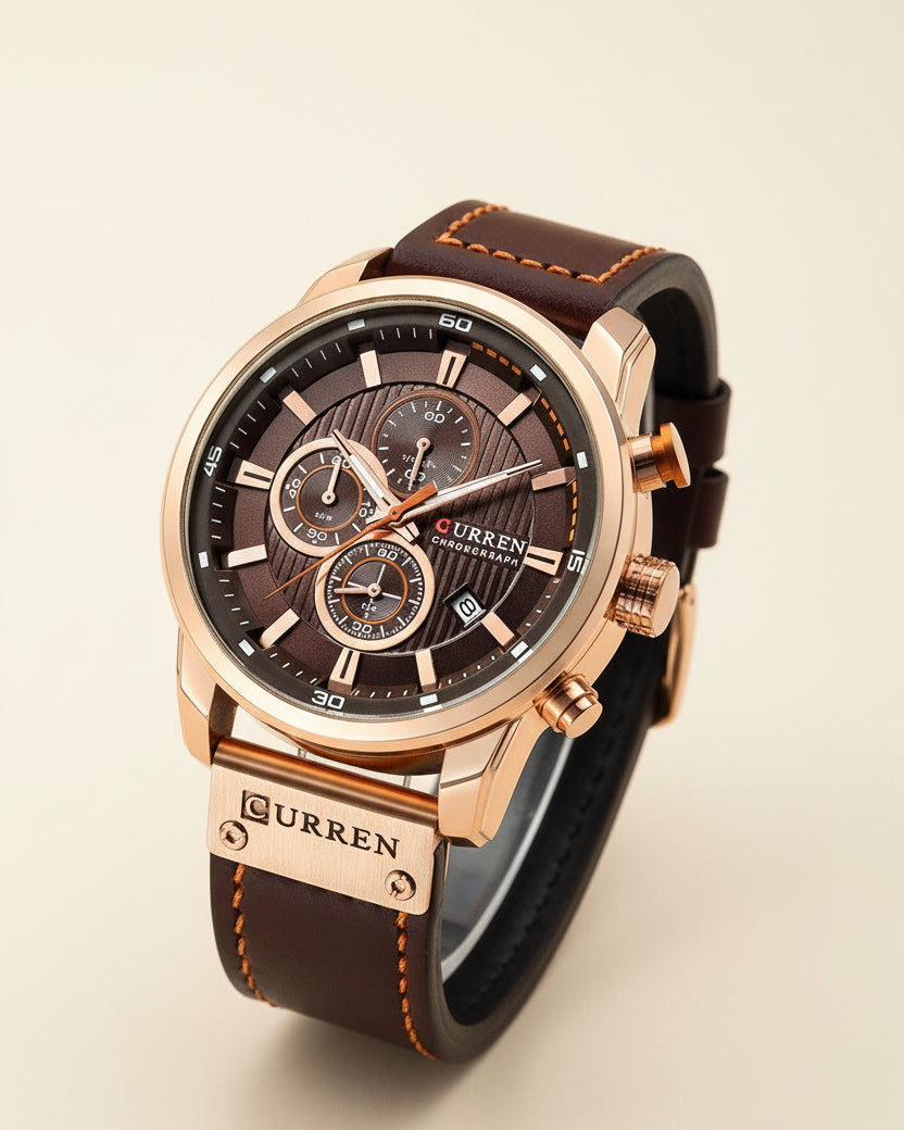 Premium Leren Chronograaf Horloge voor Heren - Dominus