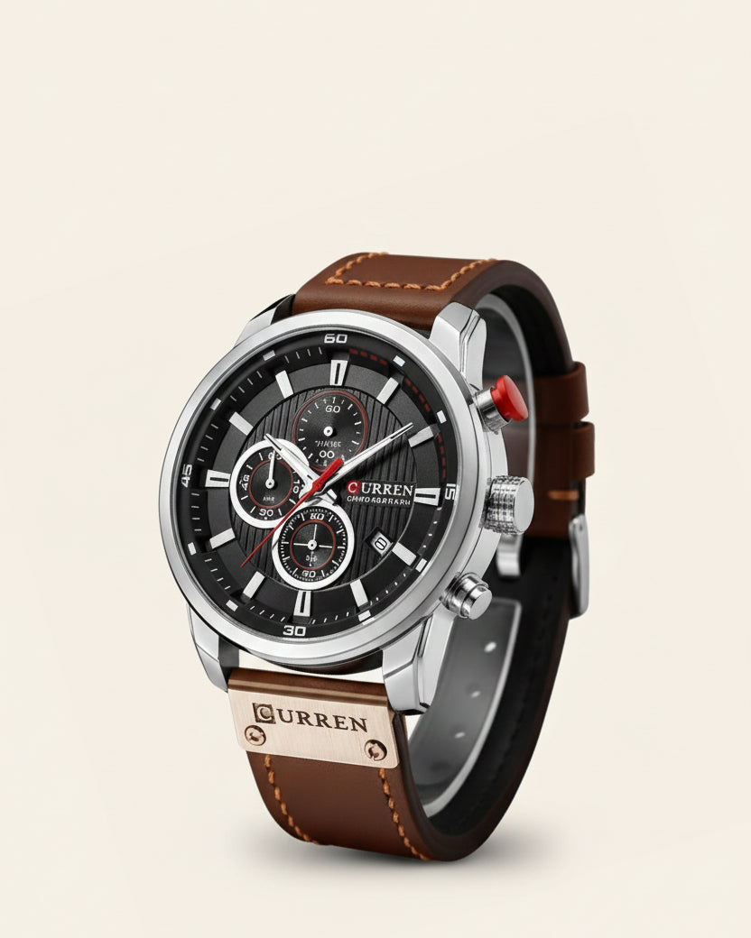 Premium Leren Chronograaf Horloge voor Heren - Dominus