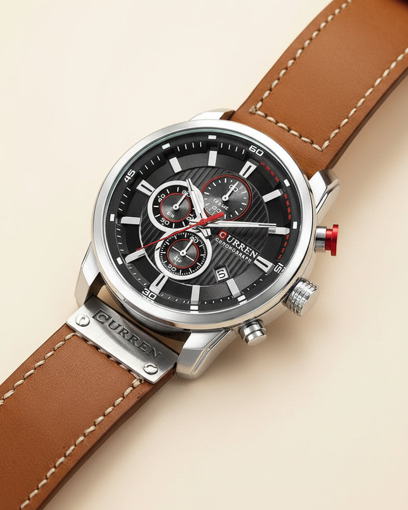 Premium Leren Chronograaf Horloge voor Heren - Dominus