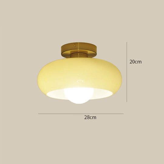 Elegante Mid-Century Glazen Semi-Flush Plafondlamp
