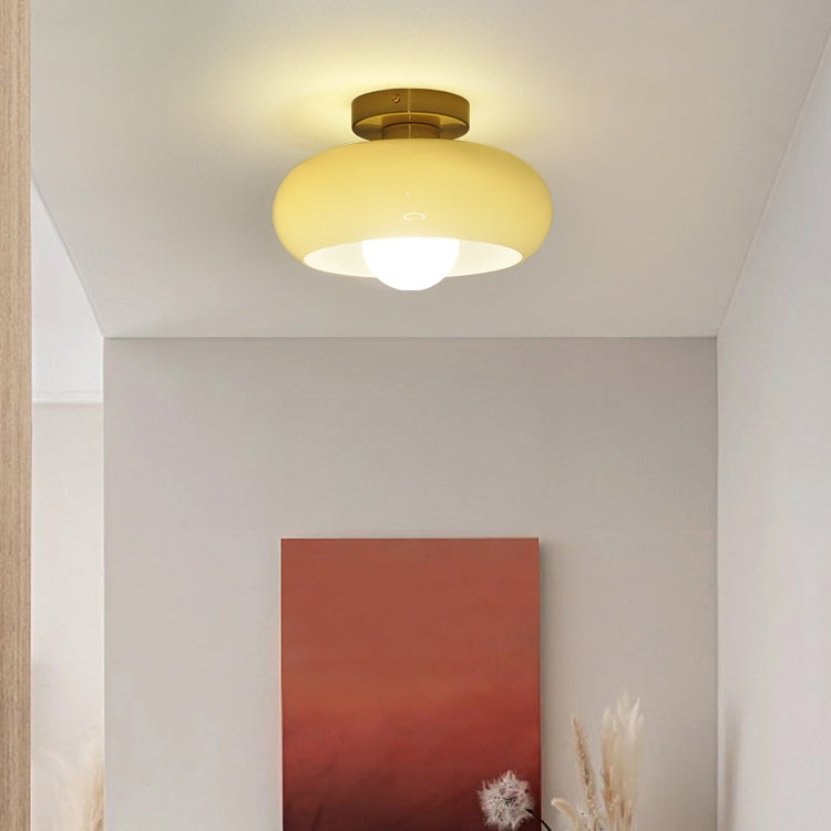 Elegante Mid-Century Glazen Semi-Flush Plafondlamp