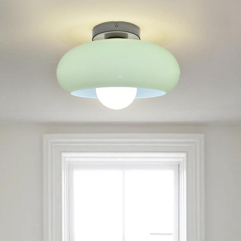 Elegante Mid-Century Glazen Semi-Flush Plafondlamp