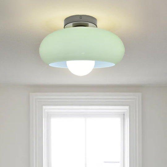 Elegante Mid-Century Glazen Semi-Flush Plafondlamp