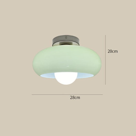 Elegante Mid-Century Glazen Semi-Flush Plafondlamp