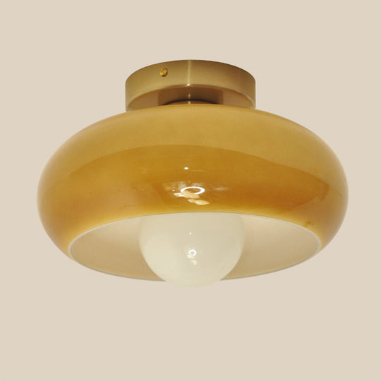 Elegante Mid-Century Glazen Semi-Flush Plafondlamp