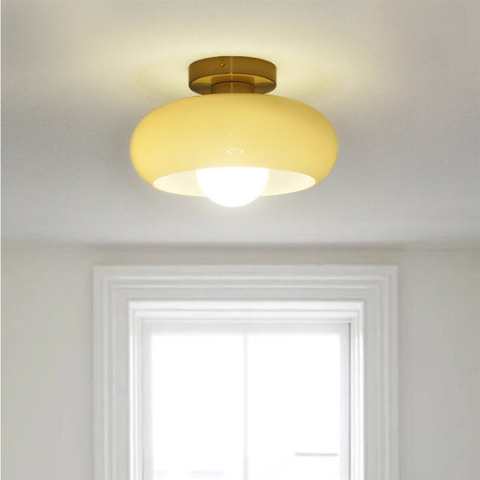 Elegante Mid-Century Glazen Semi-Flush Plafondlamp