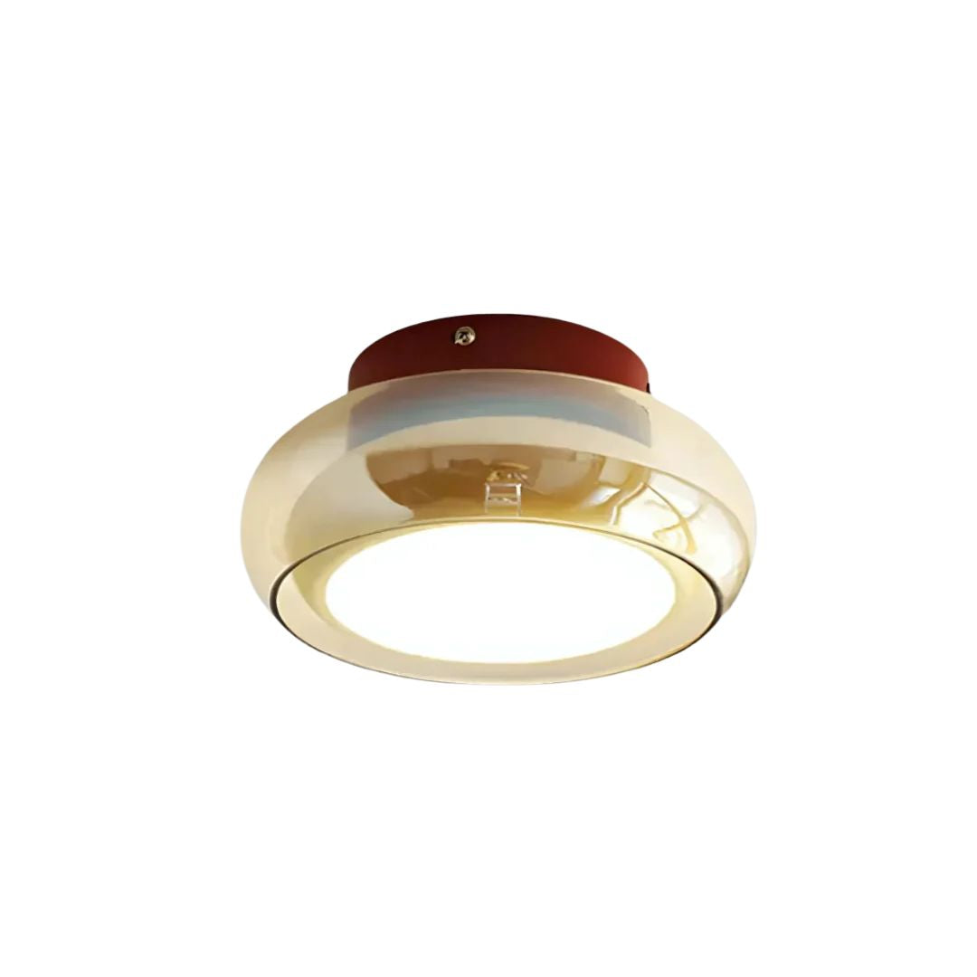 Retro LED Plafondlamp van Metaal & Glas – Compact & Sfeervol
