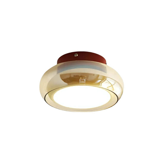 Retro LED Plafondlamp van Metaal & Glas – Compact & Sfeervol