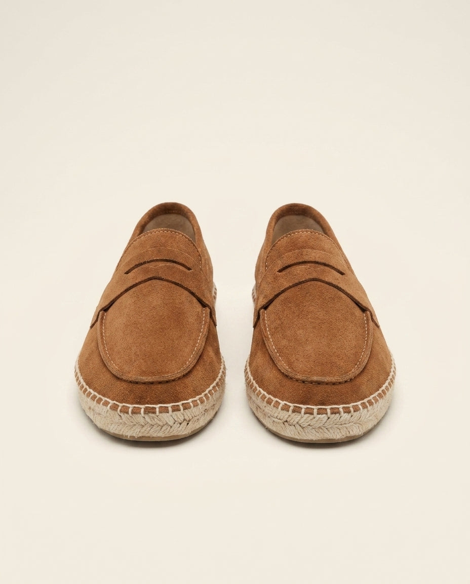 Tan Suede Espadrille Loafers