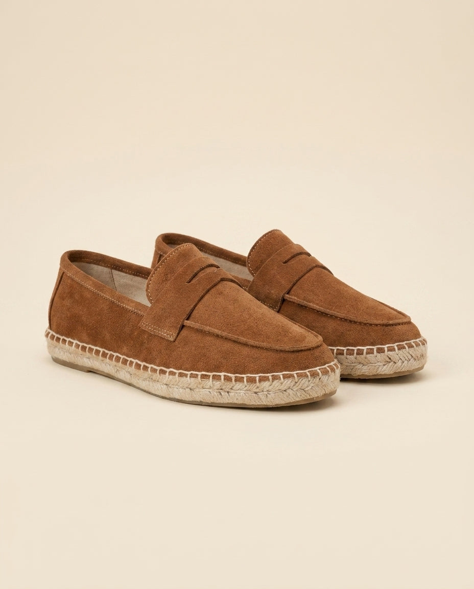 Tan Suede Espadrille Loafers