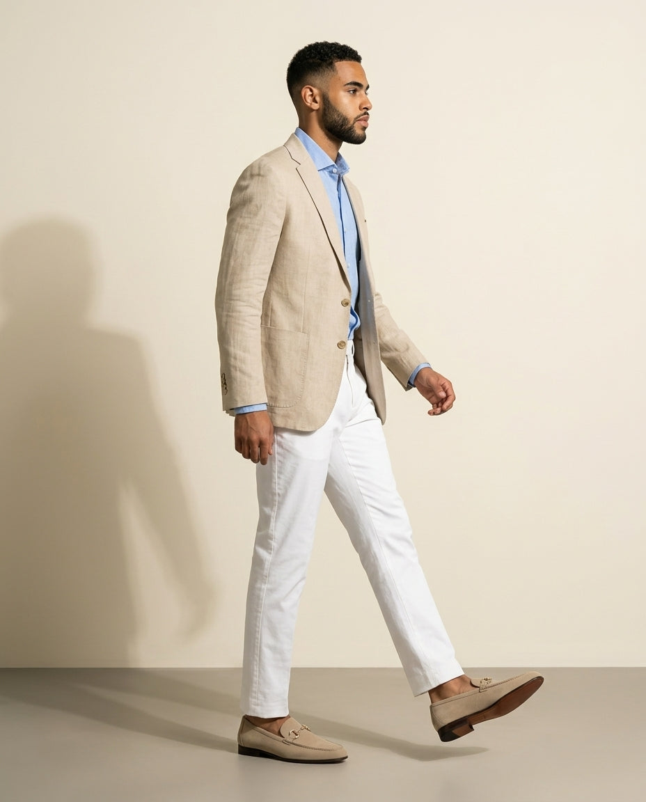 Beige Suede Horsebit Loafers