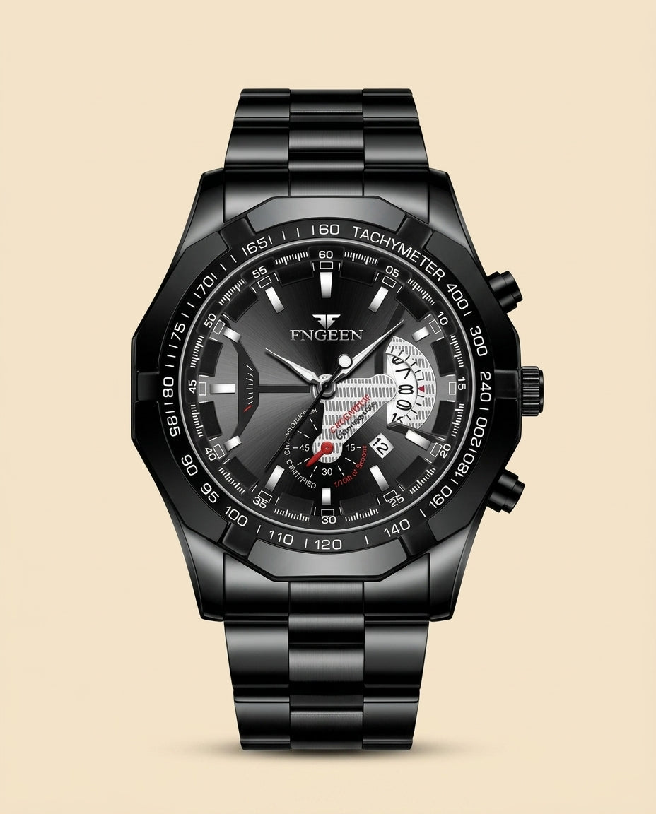 FG Elite Zwarte Chronograph Sport Watch