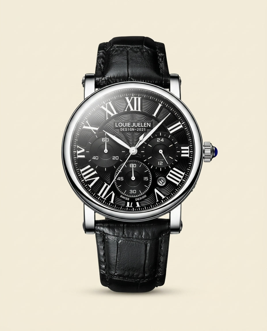 LJ Prestige Romeinse Wijzerplaat Leer Horloge