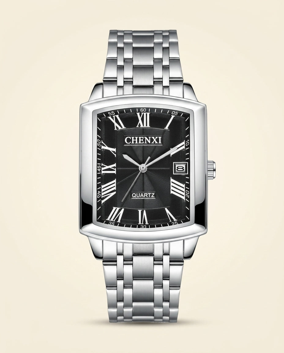 CX Classic Rectangular Roman Watch Silver