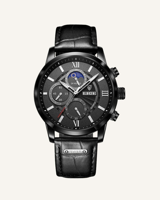Prestige Leren Horloge met Maanfase