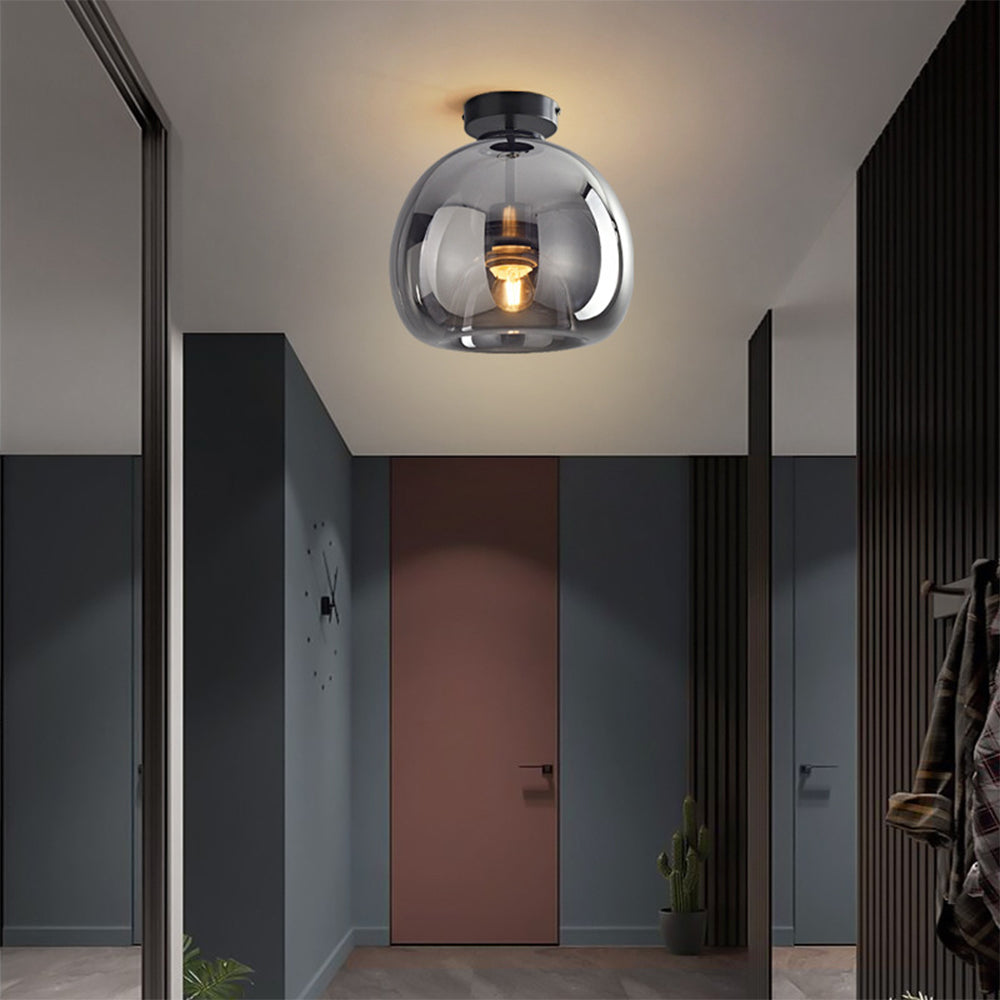 Stijlvolle Retro Koperen Glas Plafondlamp