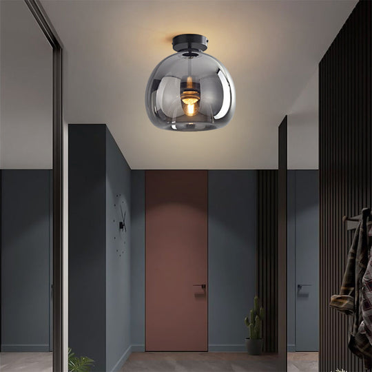 Stijlvolle Retro Koperen Glas Plafondlamp