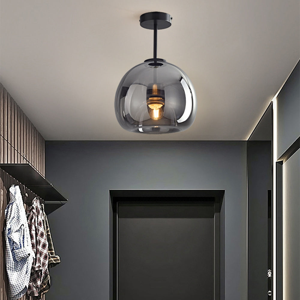 Stijlvolle Retro Koperen Glas Plafondlamp