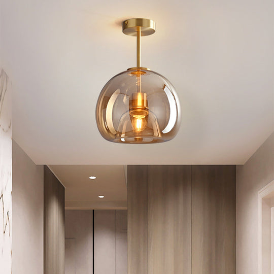 Stijlvolle Retro Koperen Glas Plafondlamp