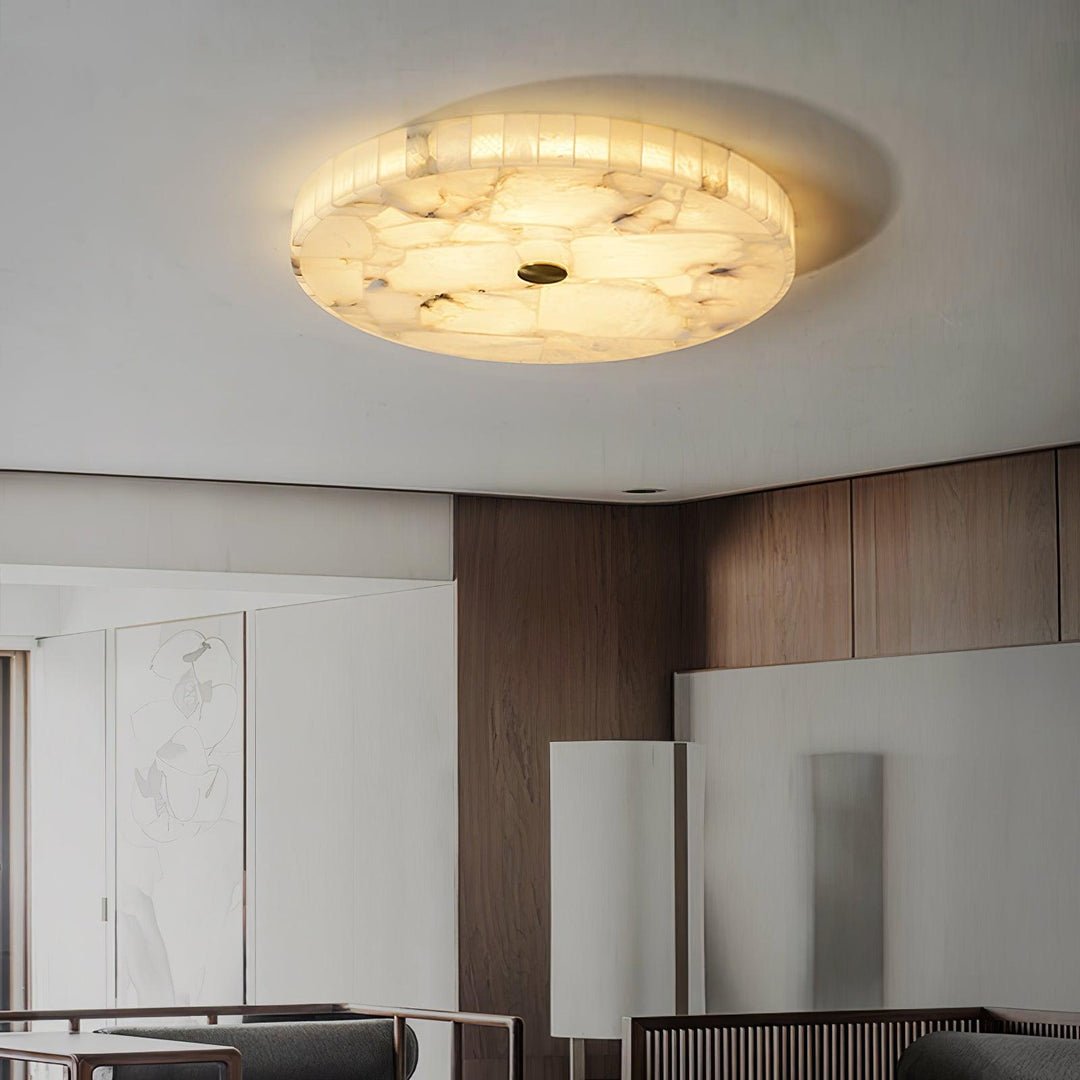 LED Plafondlamp van Albast – Rond & Slank