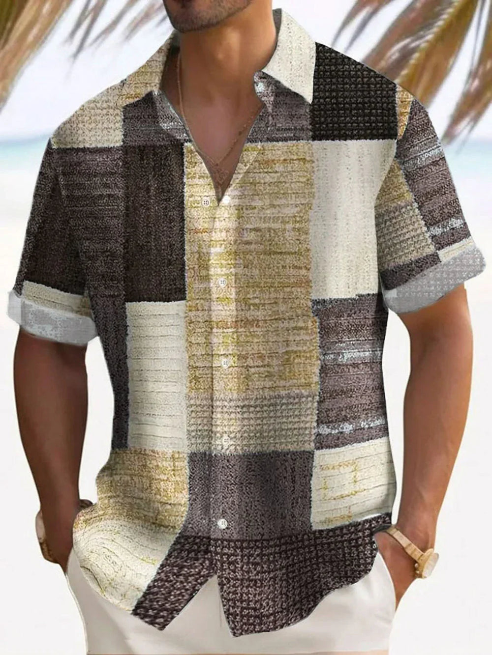 Chic Patchwork Button-Up Shirt